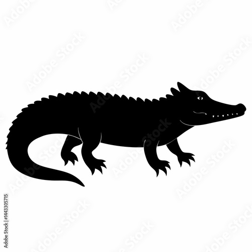 Sleek Black Crocodile Illustration