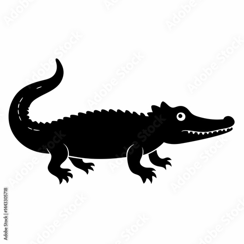 Sleek Black Crocodile Illustration