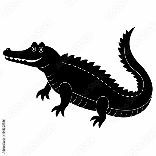 Sleek Black Crocodile Illustration