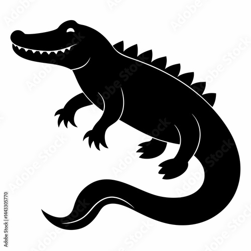 Sleek Black Crocodile Illustration