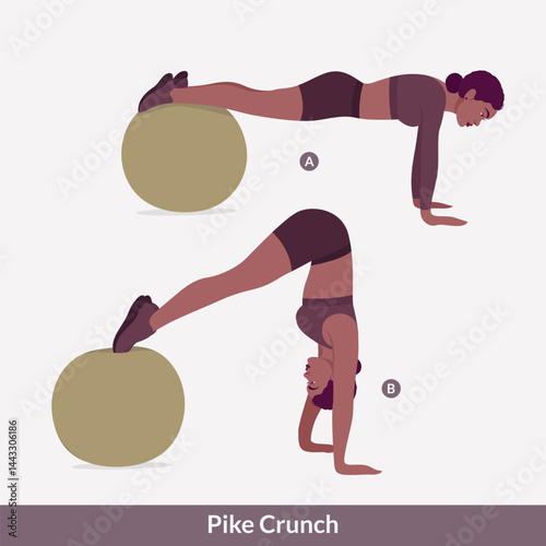 Pike Crunch exercise, Women workout fitness, aerobic and exercises. Vector Illustration