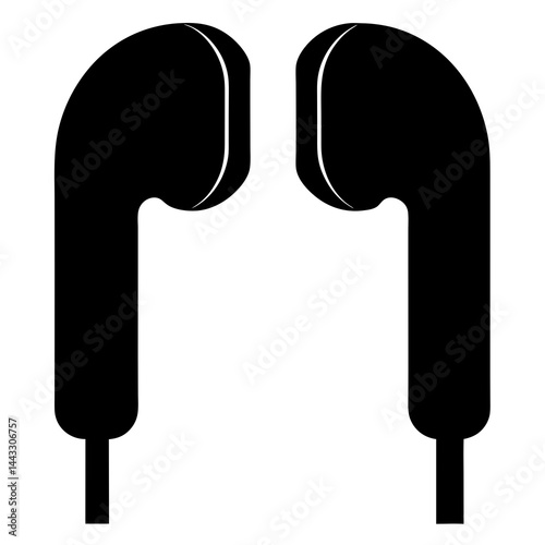 Minimalist silhouette of a pair of earphones in black and white
