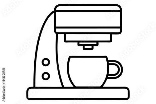 Coffee Machine Linear Style Icon - Kitchen Appliance Vector Illustration

