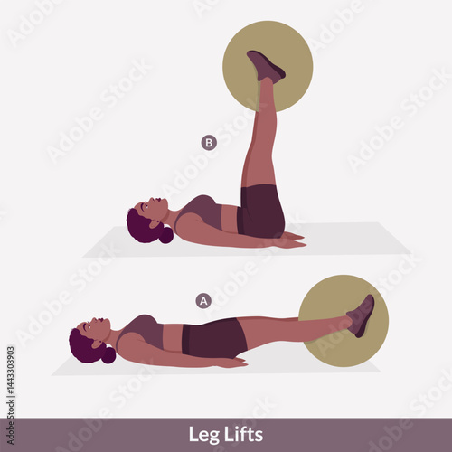 leg lifts exercise, Women workout fitness, aerobic and exercises. Vector Illustration