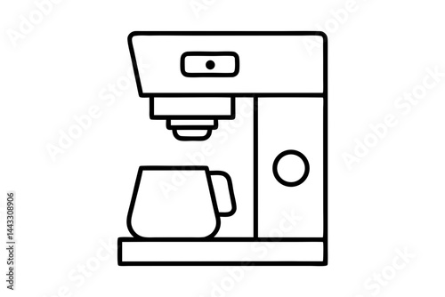 Coffee Machine Linear Style Icon - Kitchen Appliance Vector Illustration

