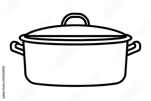 Cooking Pot Outline Icon - Kitchen Cookware Vector Illustration


