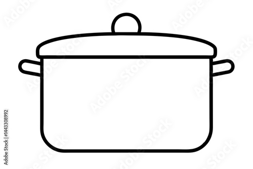 Cooking Pot Outline Icon - Kitchen Cookware Vector Illustration

