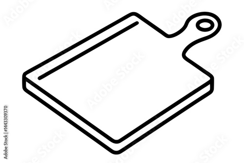 Cutting Board Outline Icon - Food Prep and Kitchen Tool Vector Illustration

