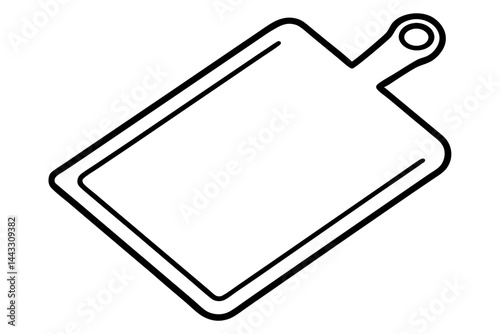 Cutting Board Outline Icon - Food Prep and Kitchen Tool Vector Illustration

