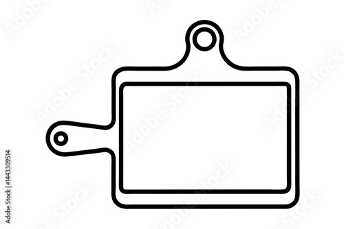Cutting Board Outline Icon - Food Prep and Kitchen Tool Vector Illustration

