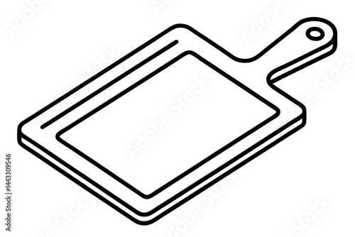 Cutting Board Outline Icon - Food Prep and Kitchen Tool Vector Illustration

