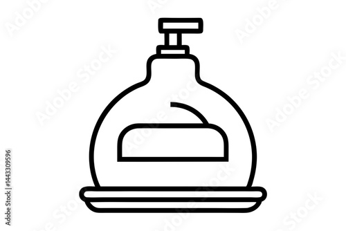 Dish Soap Bottle Line Icon - Cleaning Supply Vector Illustration

