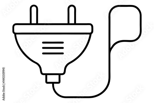Electric Plug Outline Icon - Power and Energy Supply Vector Illustration

