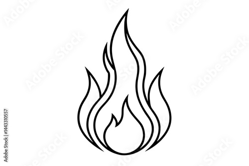 Fire Flame Line Art Icon - Heat and Energy Vector Illustration

