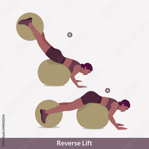 Reverse Lift exercise, Women workout fitness, aerobic and exercises. Vector Illustration