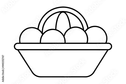 Fruit Basket Vector Line Icon - Fresh Produce and Healthy Eating

