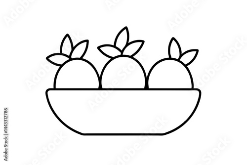 Fruit Basket Vector Line Icon - Fresh Produce and Healthy Eating

