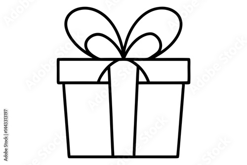 Gift Box Vector Line Icon - Celebration and Present SVG


