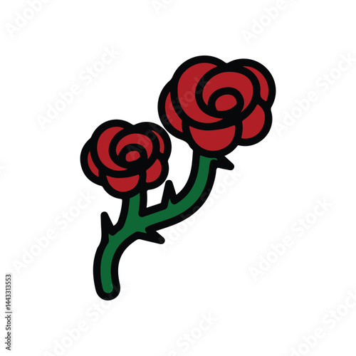 Rose flower outline illustration coloring book page design, Rose flower black and white line art drawing coloring book pages for children and adults