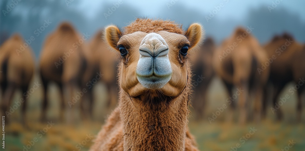 Obraz premium Camel Portrait Desert Landscape Animal Photography Natural Close Up View Wildlife Concept