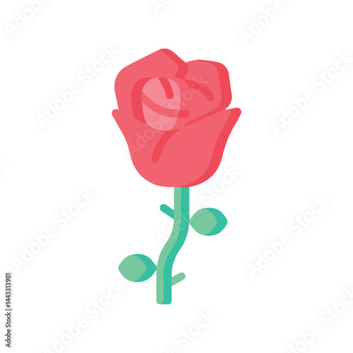 Pink color illustration concept shows a beautiful dark pink rose in a white vase on the table for creating the flower background.