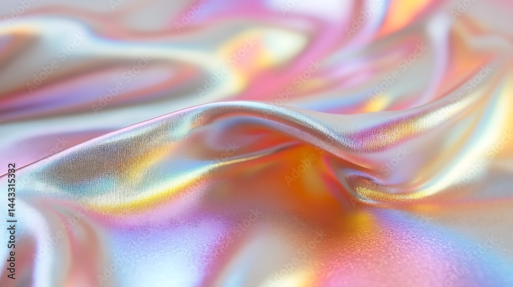 Iridescent fabric, soft folds, pastel hues