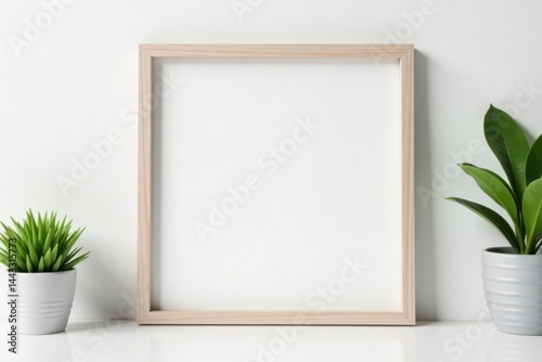 Lightweight empty aluminum photo frame, clean white background, edge, design