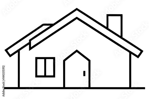 Minimal House Line Icon – Black Outline Vector of Home and Real Estate Symbol

