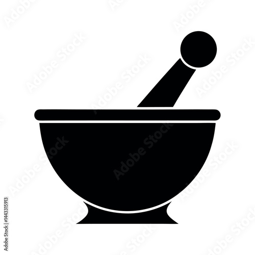 black vector silhouette mortar and pestle