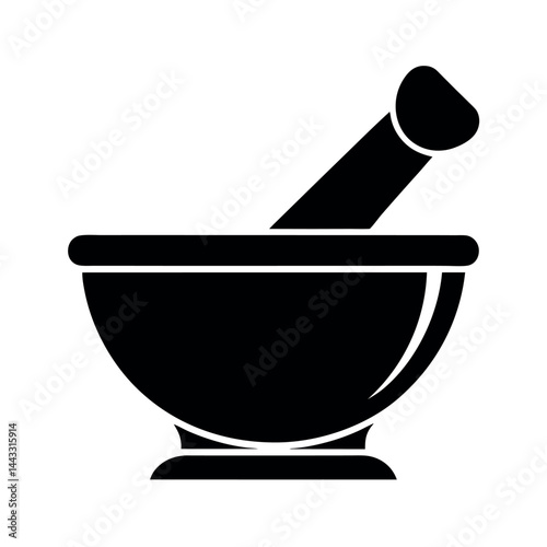 black vector silhouette mortar and pestle