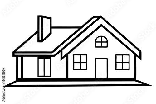 Minimal House Line Icon – Black Outline Vector of Home and Real Estate Symbol

