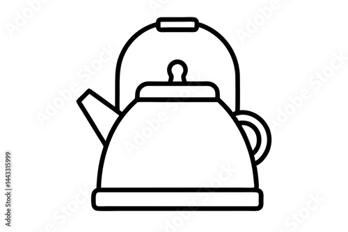 Kettle Line Icon – Hot Water and Tea Preparation Vector for Kitchen or Beverage Designs

