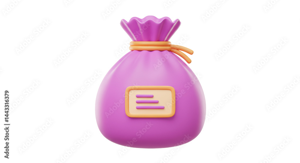 Obraz premium Isolated 3D Render of a Purple Money Bag