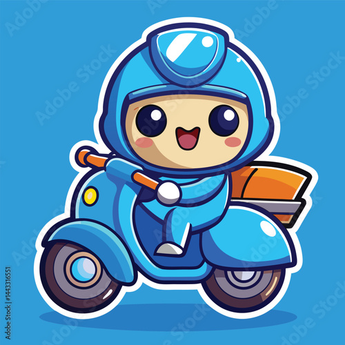 Cute Delivery Rider on Scooter
