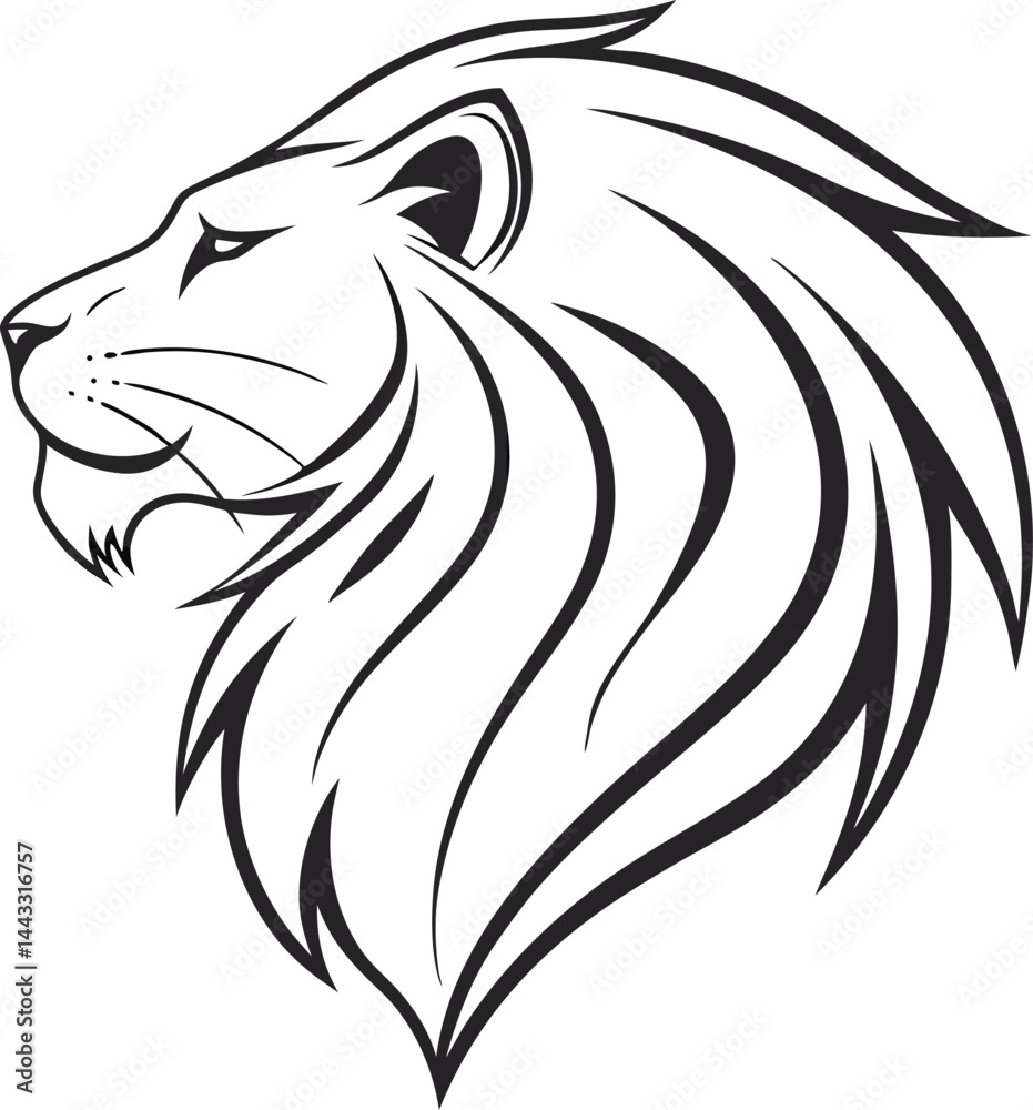 Fototapeta premium clean and simple lion head vector art illustration 