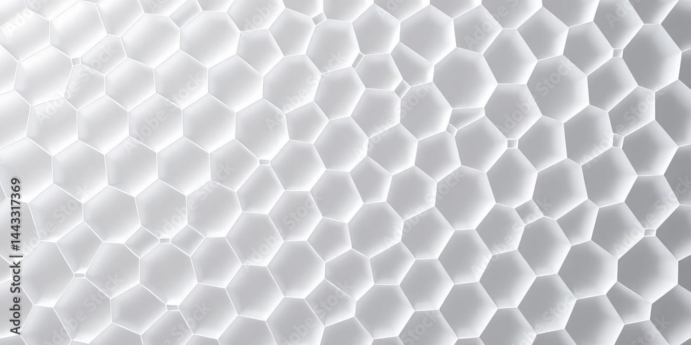 Fototapeta premium Shifted white honeycomb hexagon pattern background, copy space, bright, interior