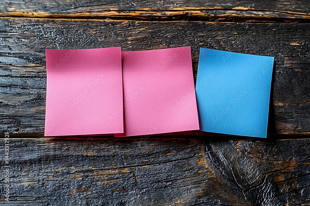 Colorful notes on rustic wood