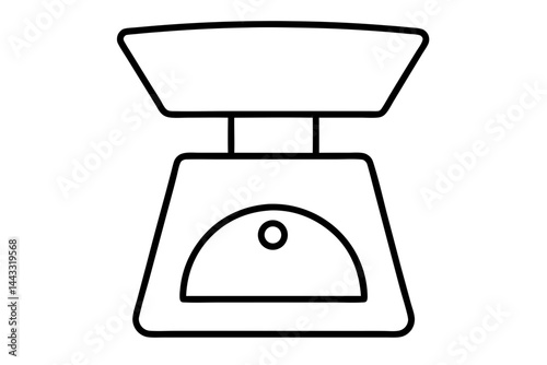 Kitchen Scale Line Icon – Food Weight Measurement Vector for Cooking and Nutrition Apps

