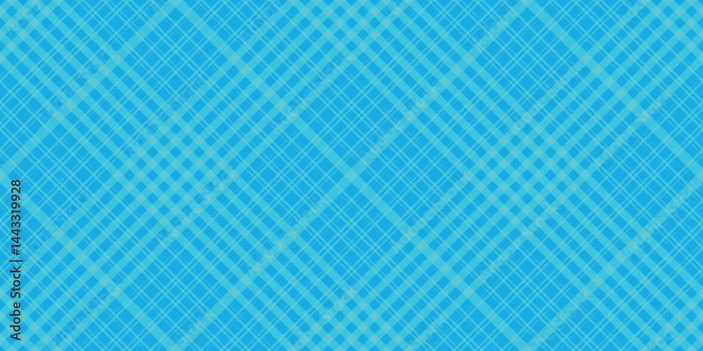 Vibrant Diagonal Plaid Pattern in Teal Blue