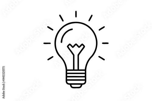 Light Bulb Line Icon – Idea and Innovation Symbol in Minimal Vector Style

