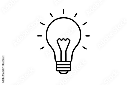 Light Bulb Line Icon – Idea and Innovation Symbol in Minimal Vector Style

