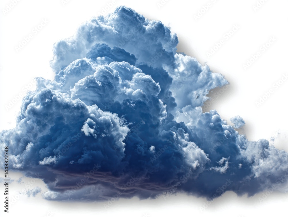 Naklejka premium Dramatic cloudscape with intense blue hues against a bright white background creating a sense of depth and atmospheric perspective for weather related concepts