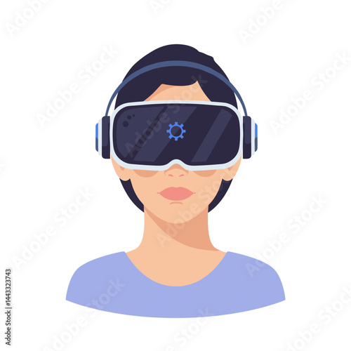 Woman using virtual reality headset
