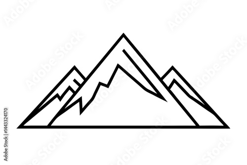Mountain Line Icon – Outdoor Adventure and Travel Vector in Flat Outline Style

