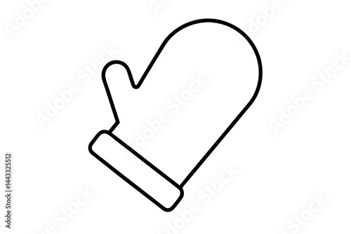 Oven Mitt Line Icon – Kitchen Glove Vector for Heat Protection and Cooking Safety


