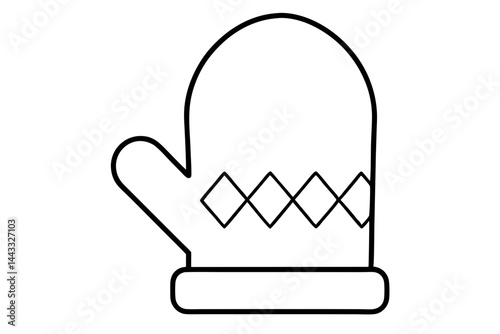 Oven Mitt Line Icon – Kitchen Glove Vector for Heat Protection and Cooking Safety

