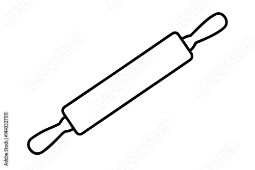 Rolling Pin Line Icon – Dough Preparation Vector Outline for Baking and Kitchen Design

