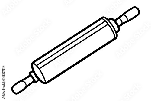 Rolling Pin Line Icon – Dough Preparation Vector Outline for Baking and Kitchen Design

