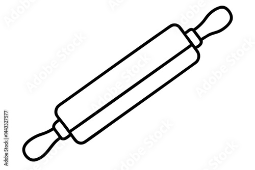 Rolling Pin Line Icon – Dough Preparation Vector Outline for Baking and Kitchen Design

