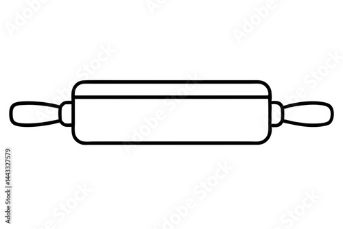 Rolling Pin Line Icon – Dough Preparation Vector Outline for Baking and Kitchen Design

